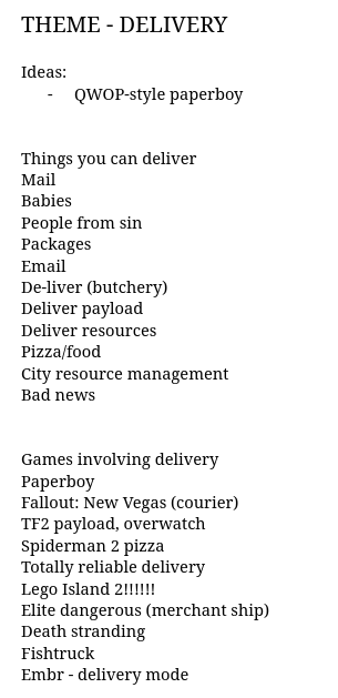 List of game ideas