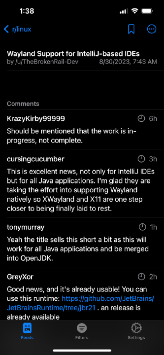A text forum post example